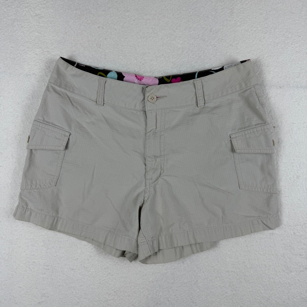 Catalina Womens Tan Ripstop Cargo Short Size M 8/10 Floral Waistband 95280Z6-113